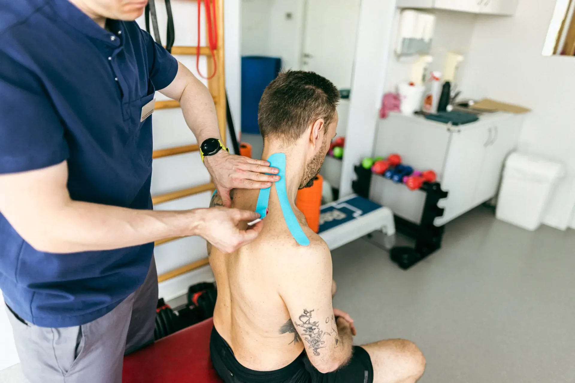 Man receiving neck therapy
